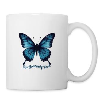 Cyber Panther Alpha – Futuristic Neon Tech Art - Coffee/Tea Mug - white - Right