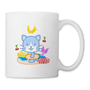 Blue Cat Beach Splash - Coffee/Tea Mug - white - Right