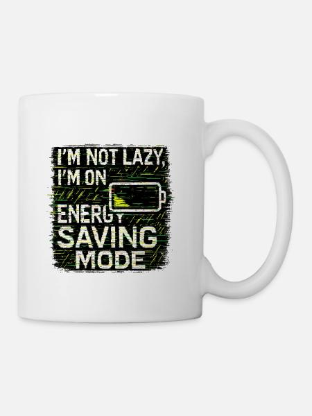 Energy Saving Mode Graphic Tee - Coffee/Tea Mug - white