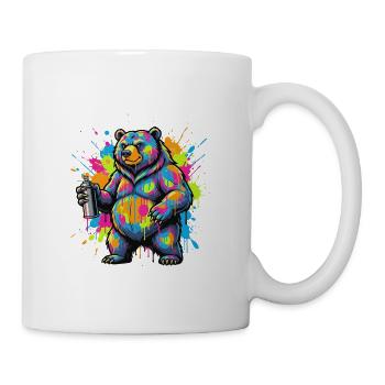 Graffiti Bear With Spray Can – Urban Art Character - Coffee/Tea Mug - white - Right