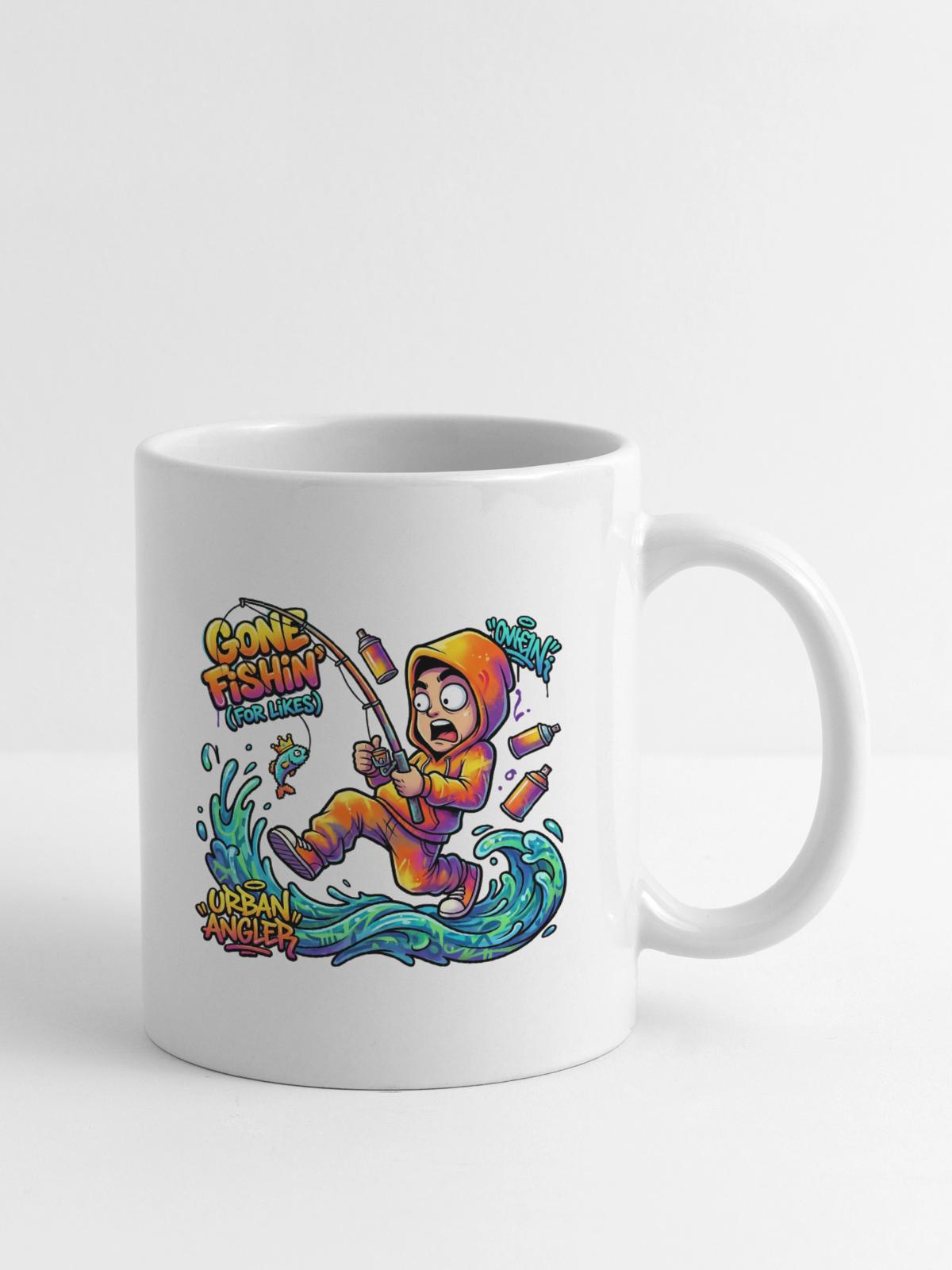 Urban Angler Neon Splash - Coffee/Tea Mug - white - Right
