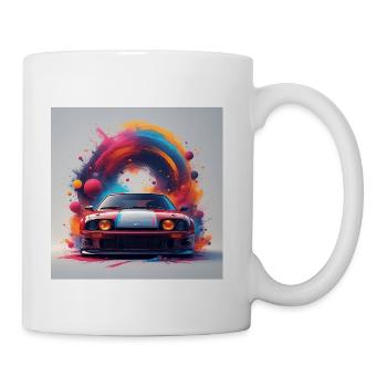 Neon Splash Drifter Car Art - Coffee/Tea Mug - white - Right