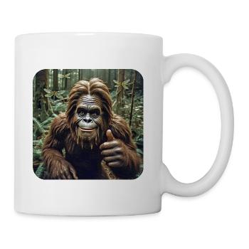 Happy Bigfoot Giving Thumbs Up Sasquatch Dragonfly - Coffee/Tea Mug - white - Right