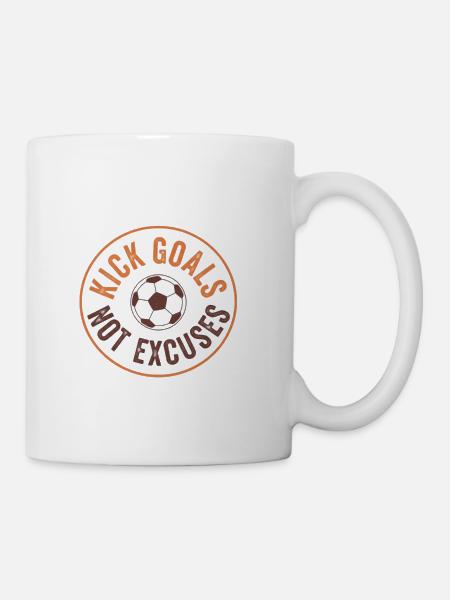 Kick Goals Not Excuses Badge - Coffee/Tea Mug - white