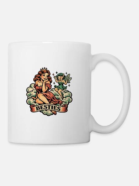 Besties Princess and Fairy Cloud Duo - Coffee/Tea Mug - white