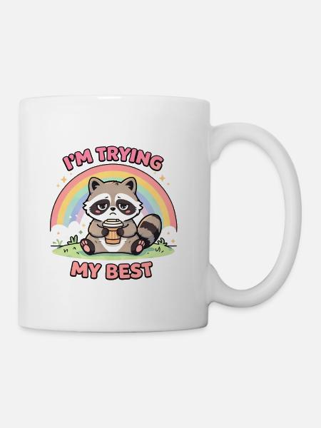 Raccoon Latte I’m Trying My Best - Coffee/Tea Mug - white