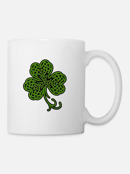 Emerald Celtic Knot Shamrock - Coffee/Tea Mug - white