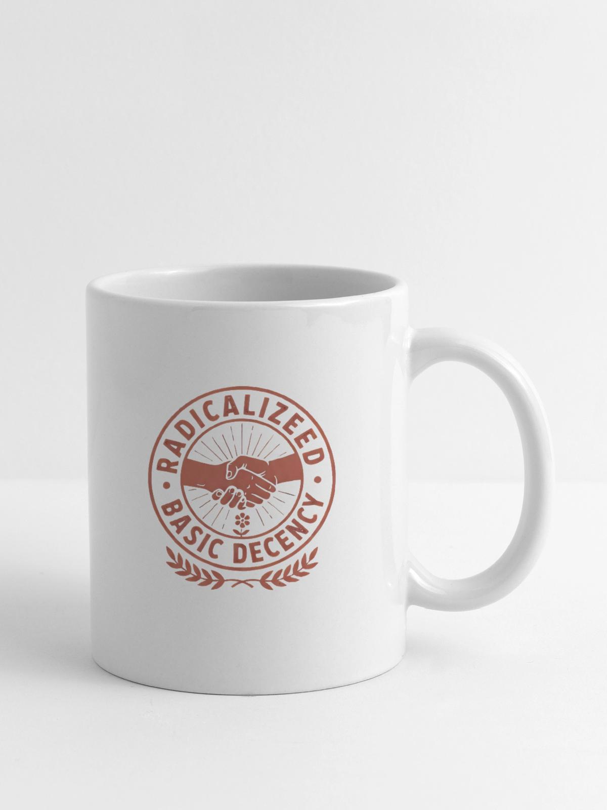 Radicalized Basic Decency Emblem - Coffee/Tea Mug - white - Right