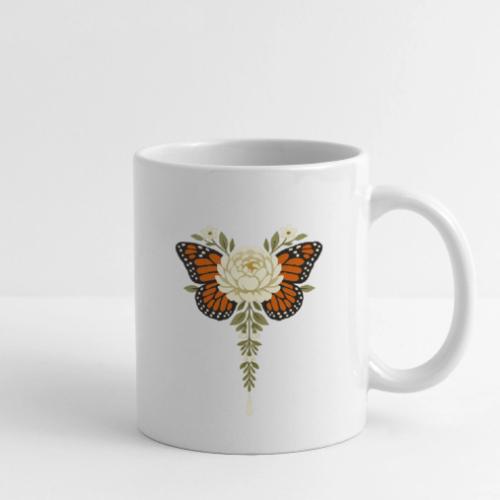 Monarch Butterfly Floral Botanical Art - Coffee/Tea Mug