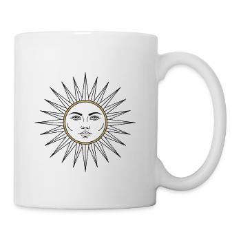 Zodiac Celestial Sun with Gold Ring Emblem - Coffee/Tea Mug - white - Right
