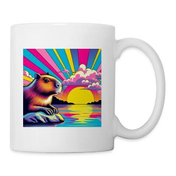 Neon Sunset Guinea Pig - Coffee/Tea Mug - white - Right