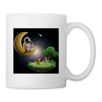 Astronaut on Moonlit Island - Coffee/Tea Mug - white - Right