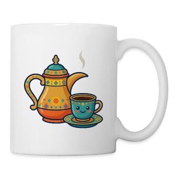 Cute Arabic Coffee Dalla Pillow Cover - Eid Gift - Coffee/Tea Mug - white - Right