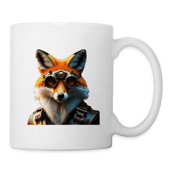 Steampunk Fox: Mechanical Gear Predator - Coffee/Tea Mug - white - Right