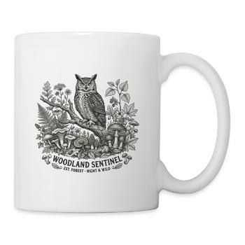 Woodland Owl Nature Illustration - Coffee/Tea Mug - white - Right
