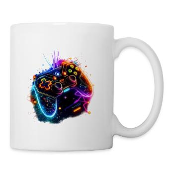 Neon Game Controller Splash - Coffee/Tea Mug - white - Right