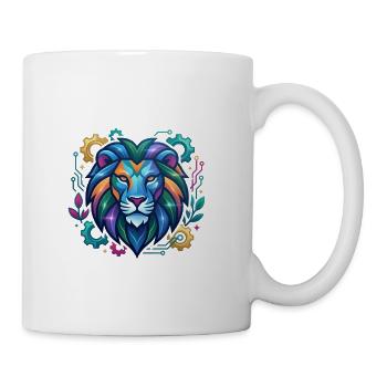 Vivid Circuit Lion Tech Art - Coffee/Tea Mug - white - Right