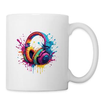 Neon Splash Headphones Art - Coffee/Tea Mug - white - Right