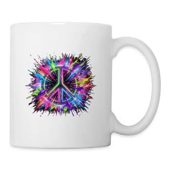 Neon Splash Peace Symbol - Coffee/Tea Mug - white - Right