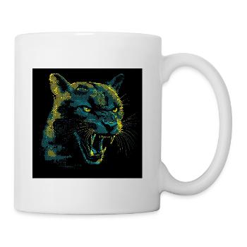Neon Halftone Cat Roar - Coffee/Tea Mug - white - Right