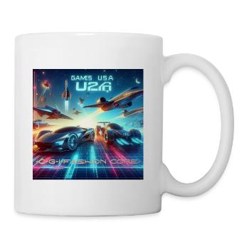 Neon Futuristic Racing Grid - Coffee/Tea Mug - white - Right