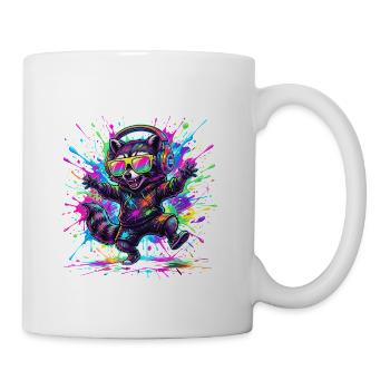 Raccoon Rave Neon Splash - Coffee/Tea Mug - white - Right