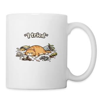 “I Tried” – Lazy Chaos Cat (Dark Humor T-Shirt Des - Coffee/Tea Mug - white - Right