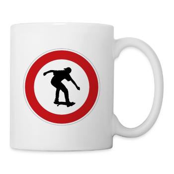 Skateboarding Icon Red Circle Sign - Coffee/Tea Mug - white - Right