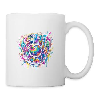 Neon Splash Baseball Glove Burst - Coffee/Tea Mug - white - Right