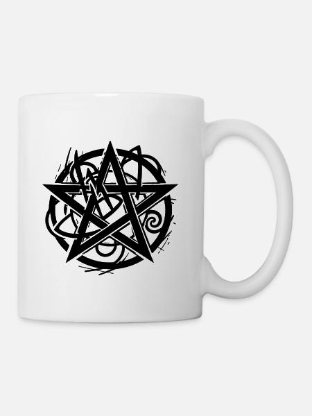 Abstract Chaotic Pentagram Grunge Star Streetwear - Coffee/Tea Mug - white