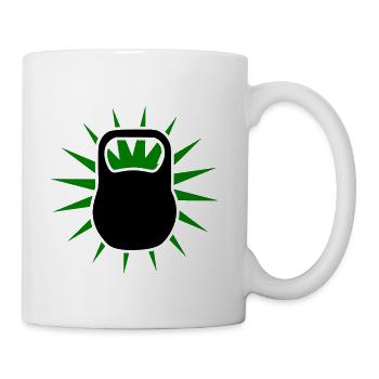 Green Sunburst Kettlebell Emblem - Coffee/Tea Mug - white - Right