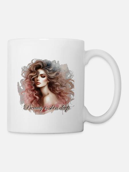 Beauty is Skin Deep Watercolor Portrait - Coffee/Tea Mug - white