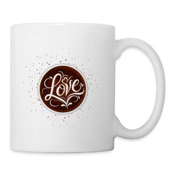 Romantic latte art featuring "Coffee Love" - Coffee/Tea Mug - white - Right