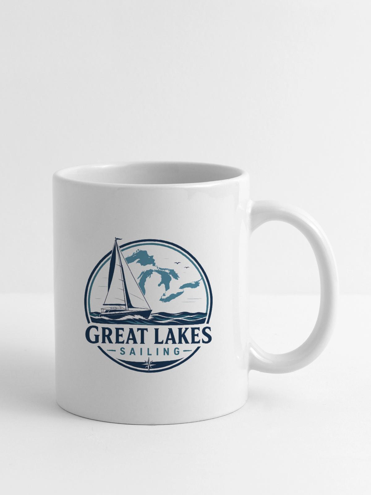 Great Lakes Sailing Logo - Coffee/Tea Mug - white - Right