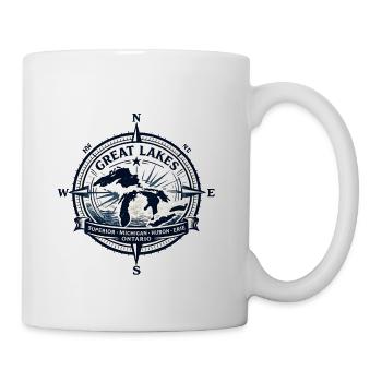 Great Lakes Compass Map Emblem - Coffee/Tea Mug - white - Right