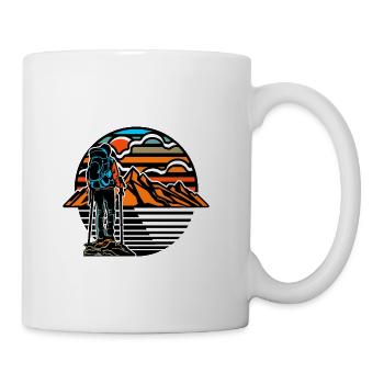 Trailbound Hiker at Sunset Ridge - Coffee/Tea Mug - white - Right