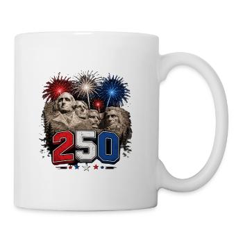 Mount Rushmore USA 250 Birthday Patriot Fireworks  - Coffee/Tea Mug - white - Right