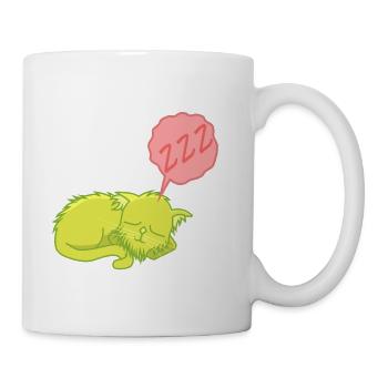 Lime Neon Sleepy Cat - Coffee/Tea Mug - white - Right