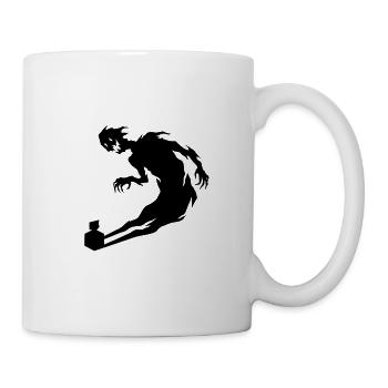 Cone Silhouette with Leaning Figure - Coffee/Tea Mug - white - Right