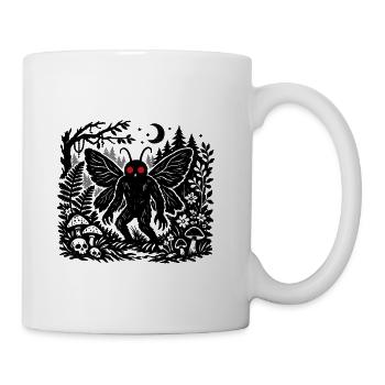 Mothman Forest Linocut Art - Coffee/Tea Mug - white - Right