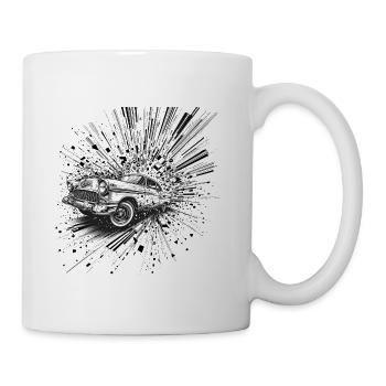 Vintage Car Burst Splash Illustration - Coffee/Tea Mug - white - Right
