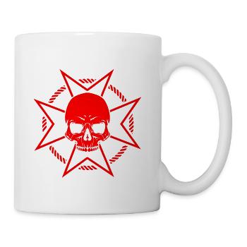 Red Skull Star Emblem - Coffee/Tea Mug - white - Right
