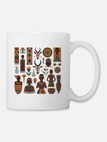 Afro Tribal Mosaic - African heritage - Coffee/Tea Mug - white