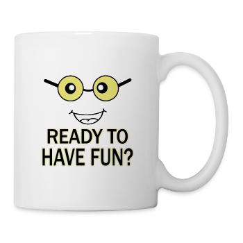 Ready To Have Fun Cute Minion Style Yellow Glasses - Coffee/Tea Mug - white - Right