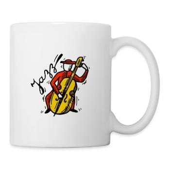 Retro Double Bass Jazz Musician Illustration - Coffee/Tea Mug - white - Right