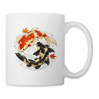 Japanese Koi Fish and Autumn Leaves - Coffee/Tea Mug - white - Right