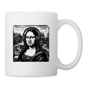 Mona Lisa Bass Face Funny Music Lovers DJs - Coffee/Tea Mug - white - Right