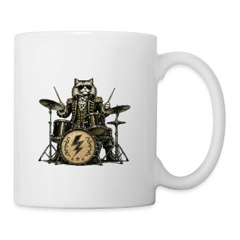 Steampunk Cat Drummer - Coffee/Tea Mug - white - Right
