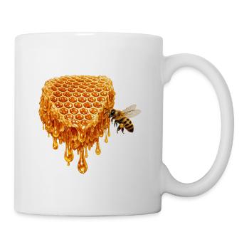 Golden Dripping Honeycomb with Honey Bee - Coffee/Tea Mug - white - Right