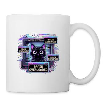 Overstimulated Black Cat - Too Many Open Tabs  - Coffee/Tea Mug - white - Right
